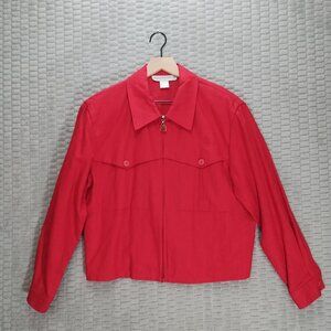 Norton McNaughton Red Linen Cropped Trench/Bomber Jacket-Sz 8